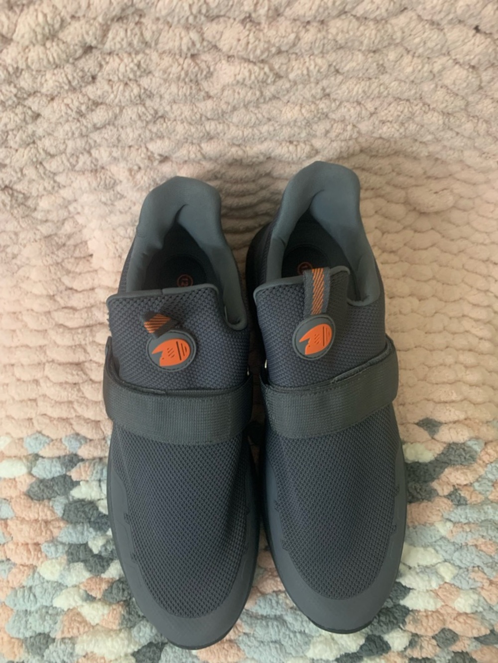 Men's Delobi Slip-On Athletic Sneakers in Dark Gray with Orange Accent